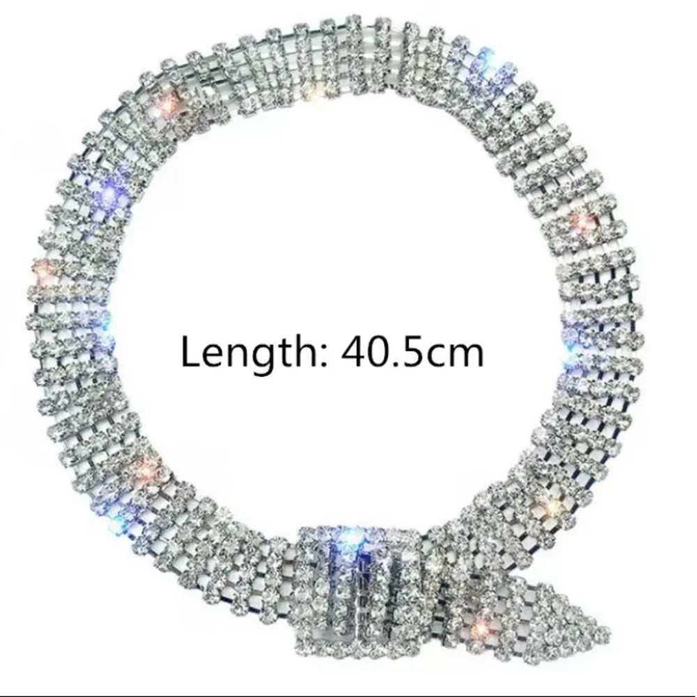 Silver Belt Buckle Crystal Rhinestone Choker